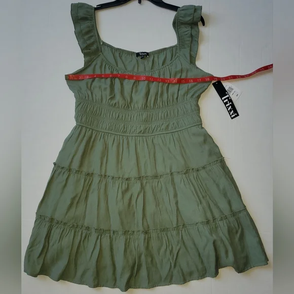 Trixxi Juniors Tiered Summer Mini Dress Sz XXL Olive - Picture 3 of 9
